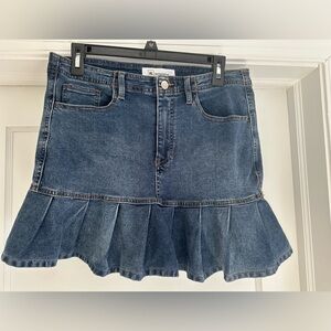 Denim Blue Ruffle Hem Skirt
